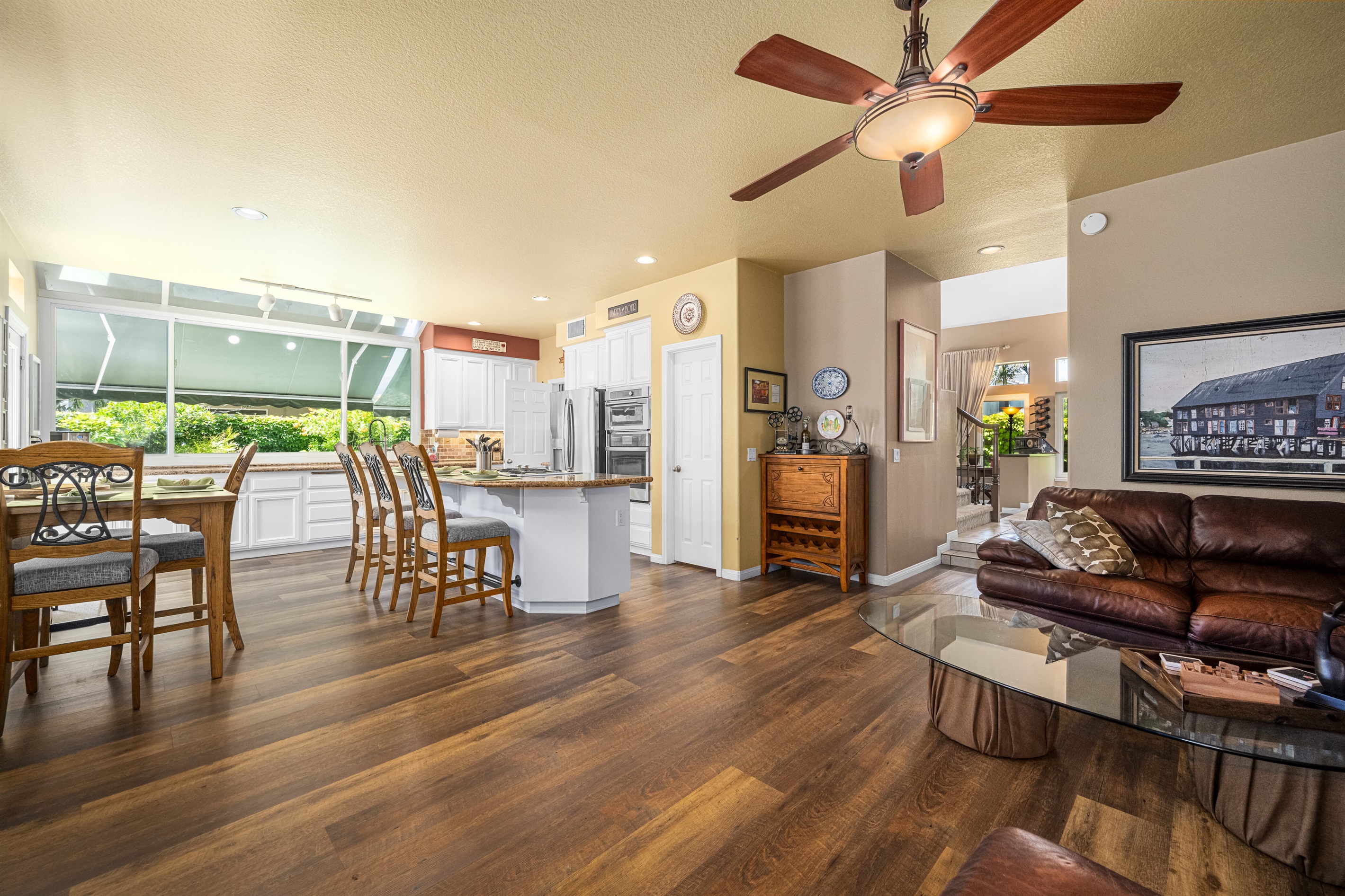 Family Room open to Kitchen and Entryway