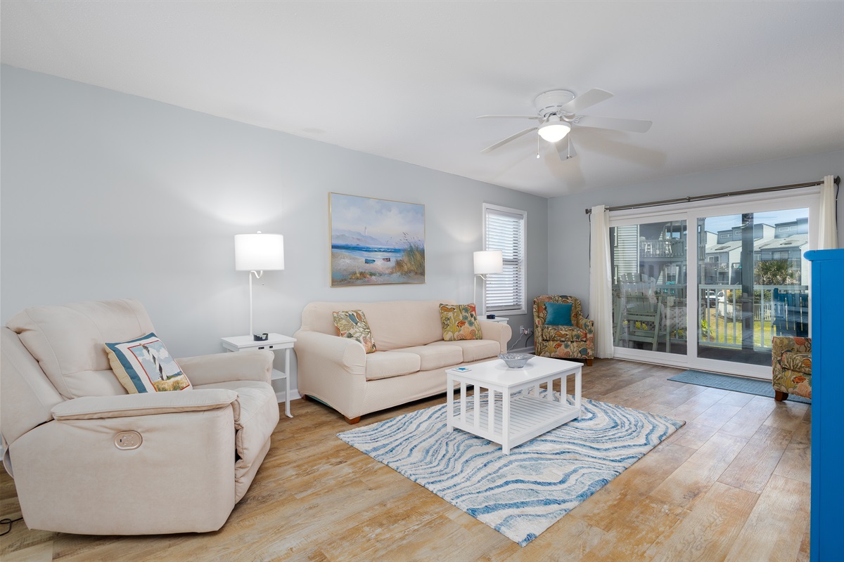 Comfortable living room with serene and inviting furniture