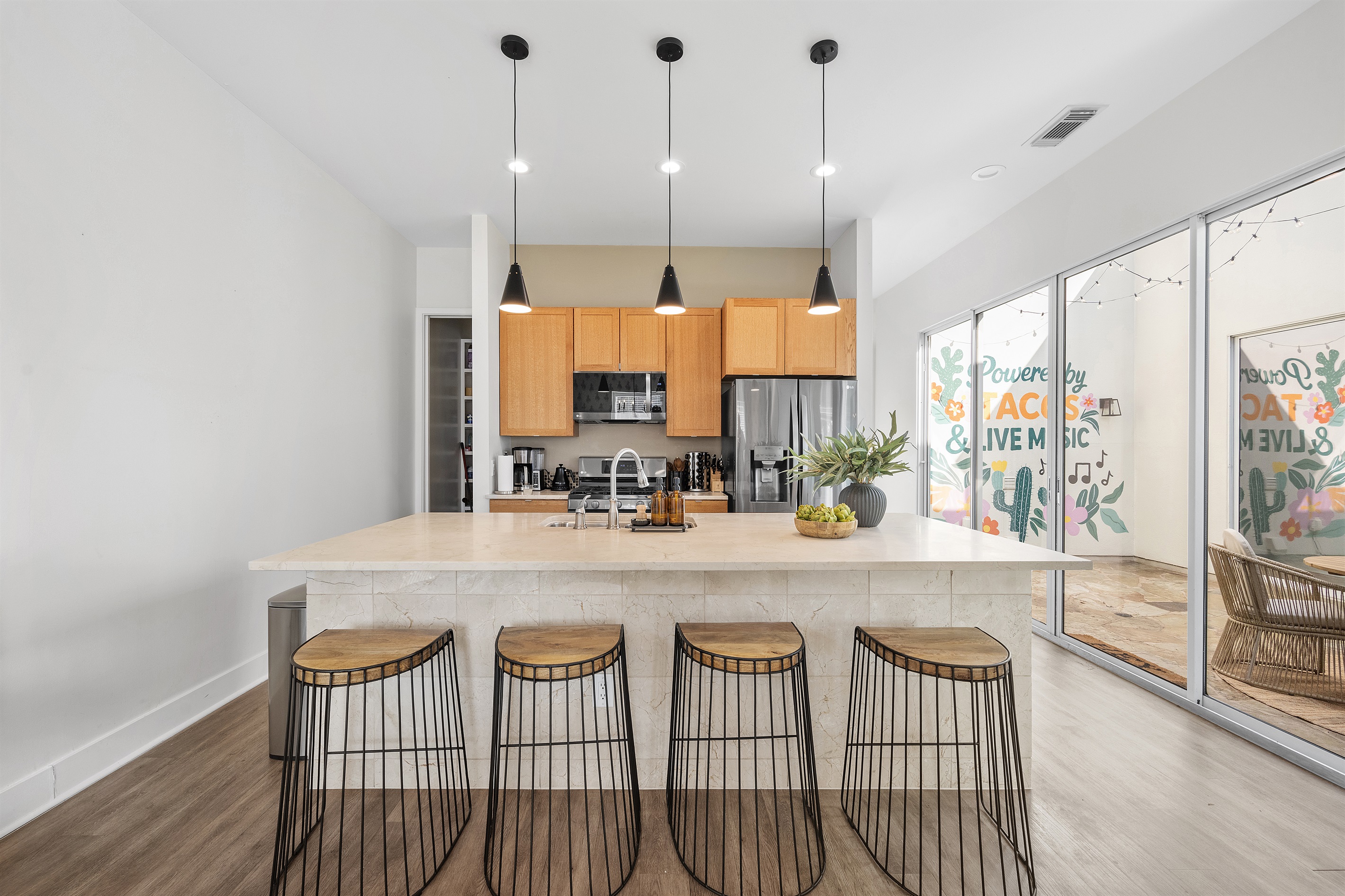 Plenty of counterspace in the gorgeous kitchen.