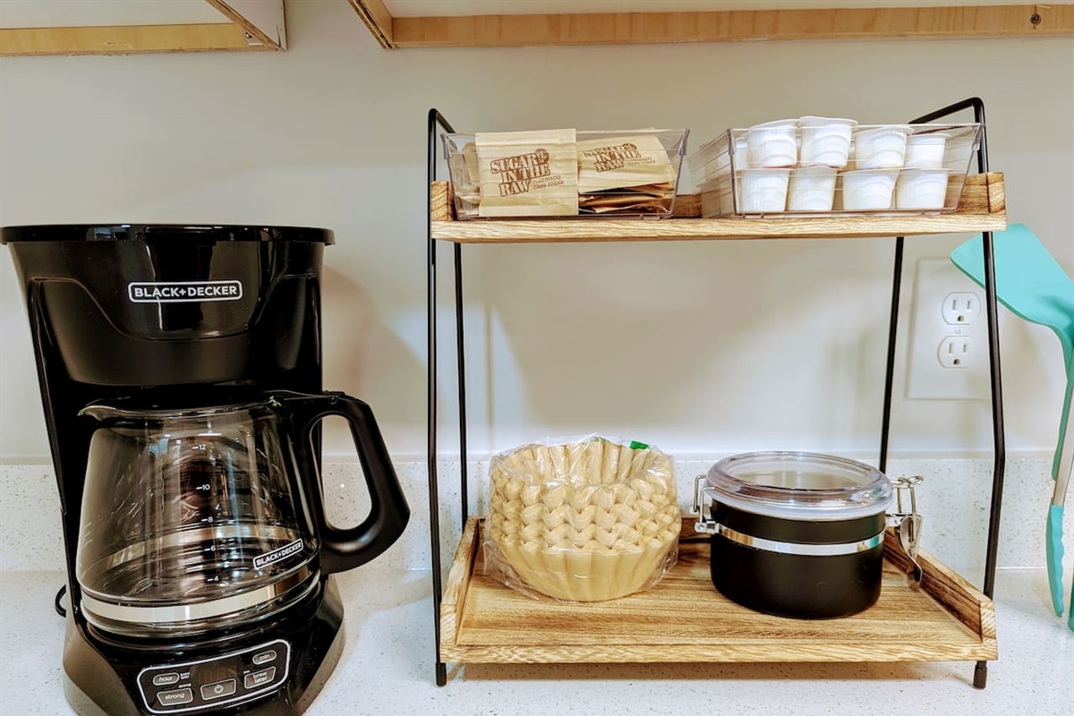 Fully stocked coffee station