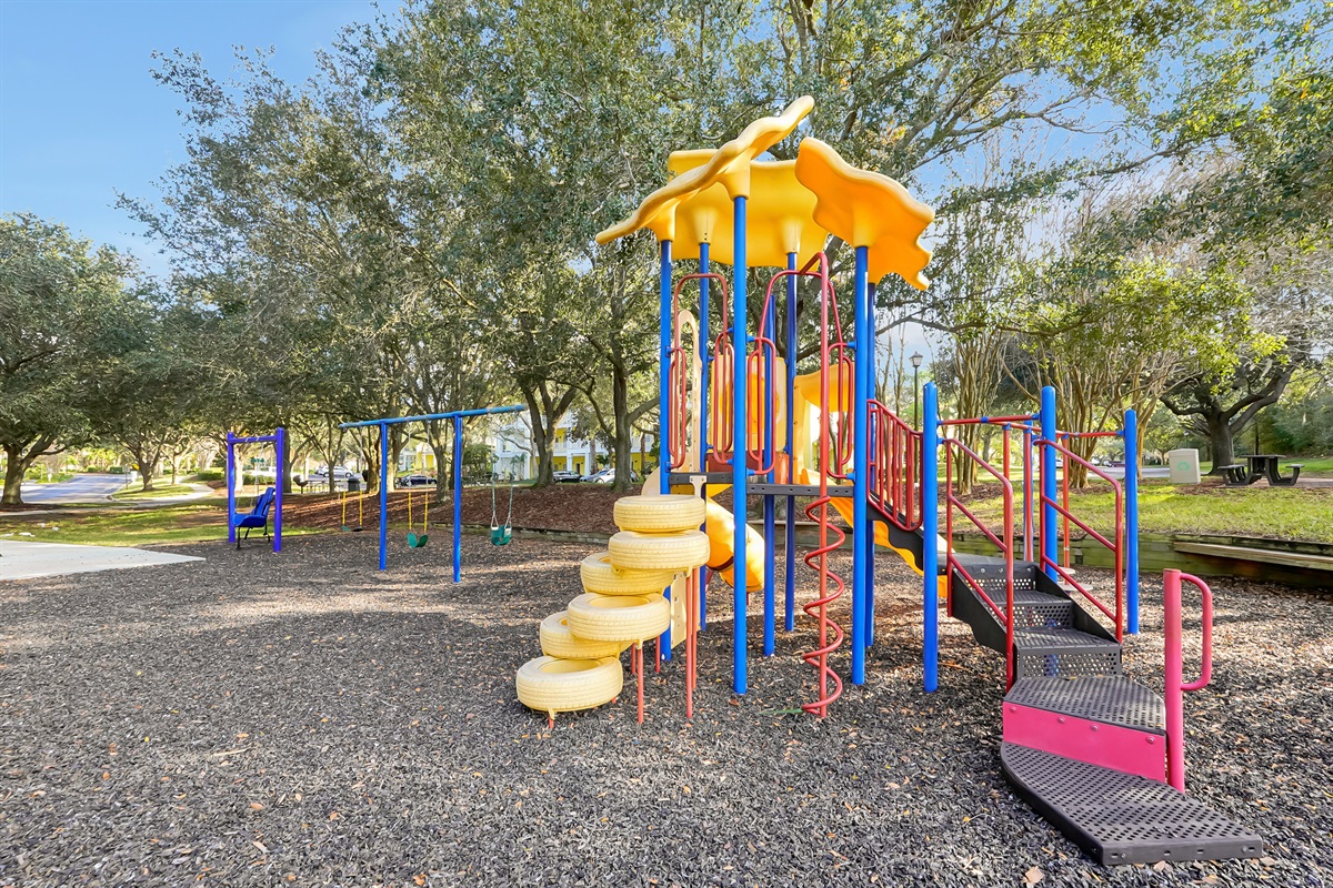 There are several children's play areas close to each building