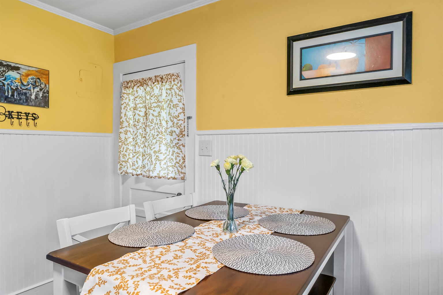 Counter-height table with seating for four