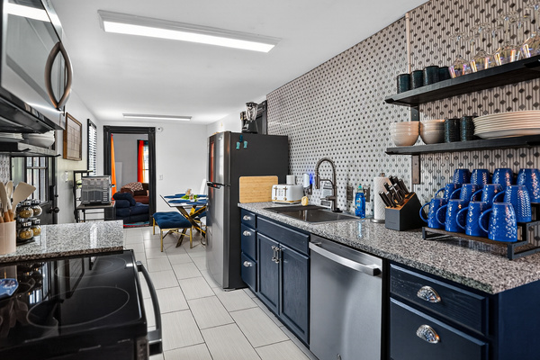 Kitchen stocked with everything you need to make or bake whatever strikes your fancy. You just bring the groceries.