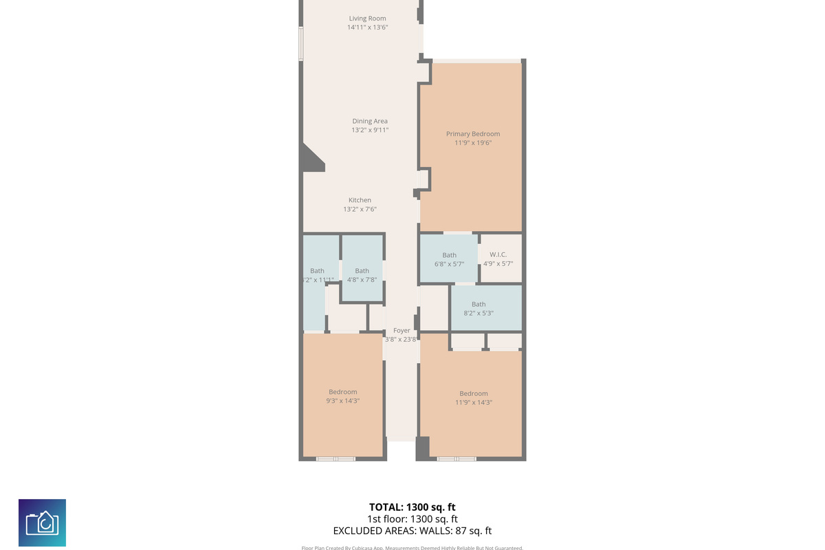 Floor plan with approximate room dimensions
