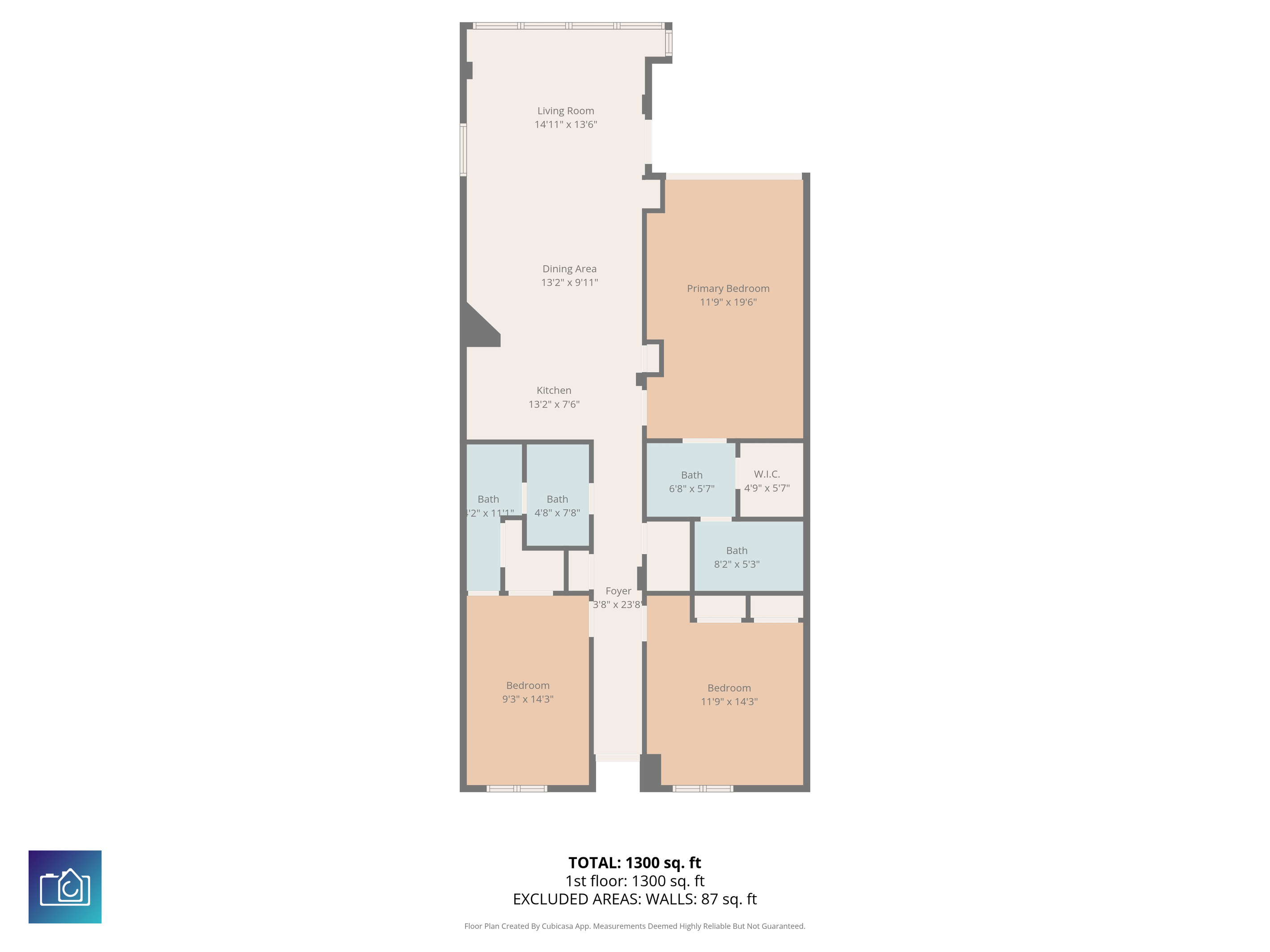 Floor plan with approximate room dimensions