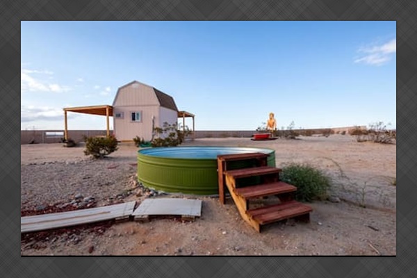 Cowboy dipping pool, refreshingly cool in the desert heat