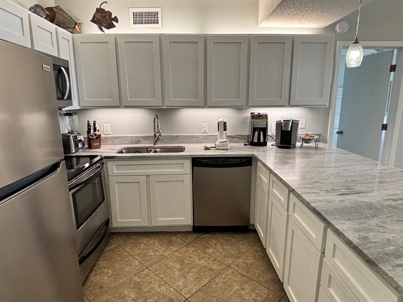 Fully stocked kitchen with everything you need for real meals, not just quick snacks.