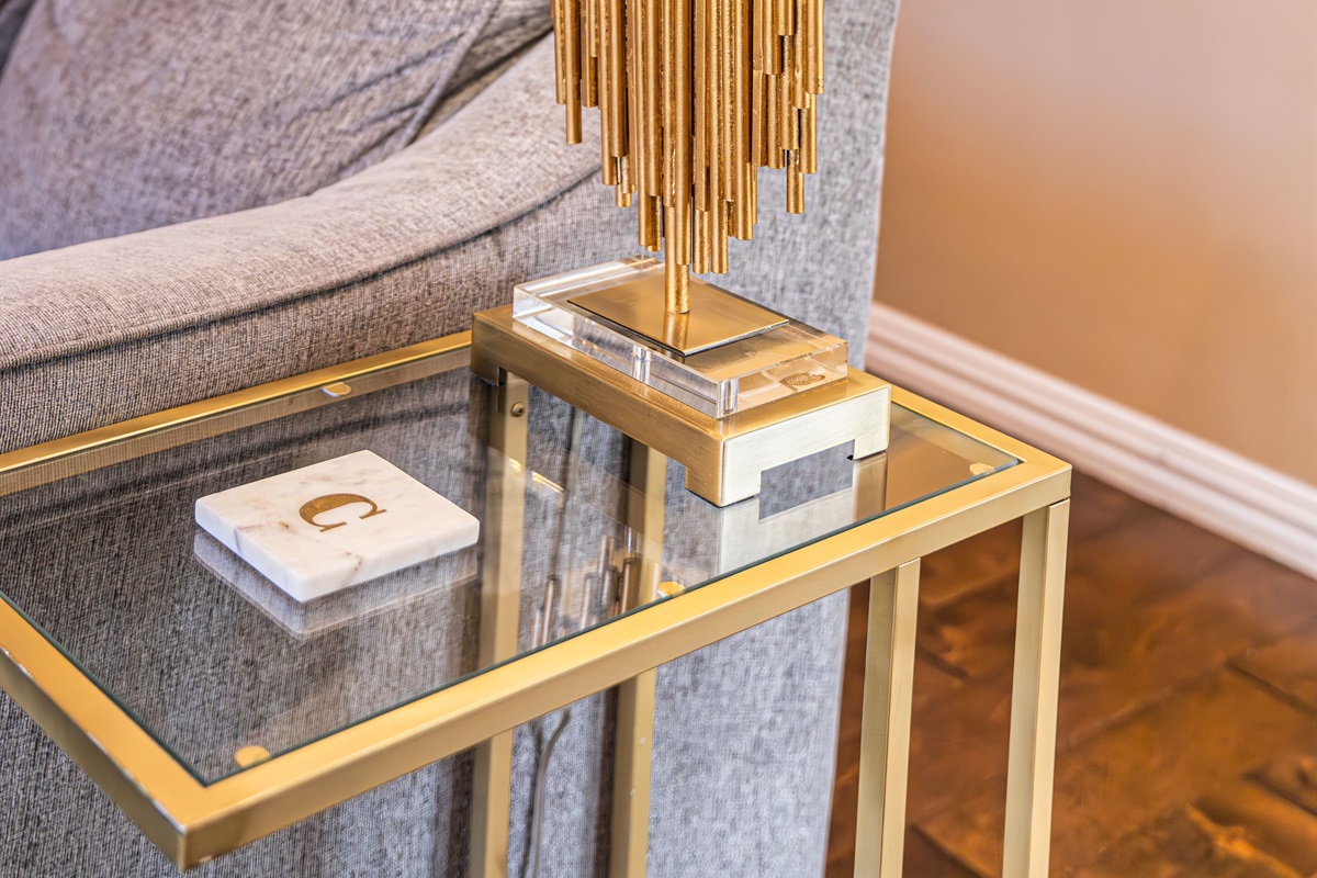 Glam and Functional End Tables and Lamp