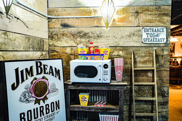 Entrance to the Speakeasy...do you know the secret password? Popcorn station with all the fixins.