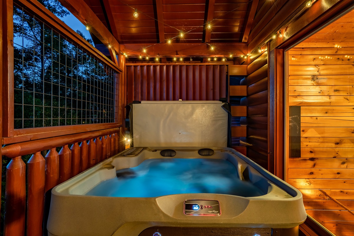 Unwind in the bubbling hot tub