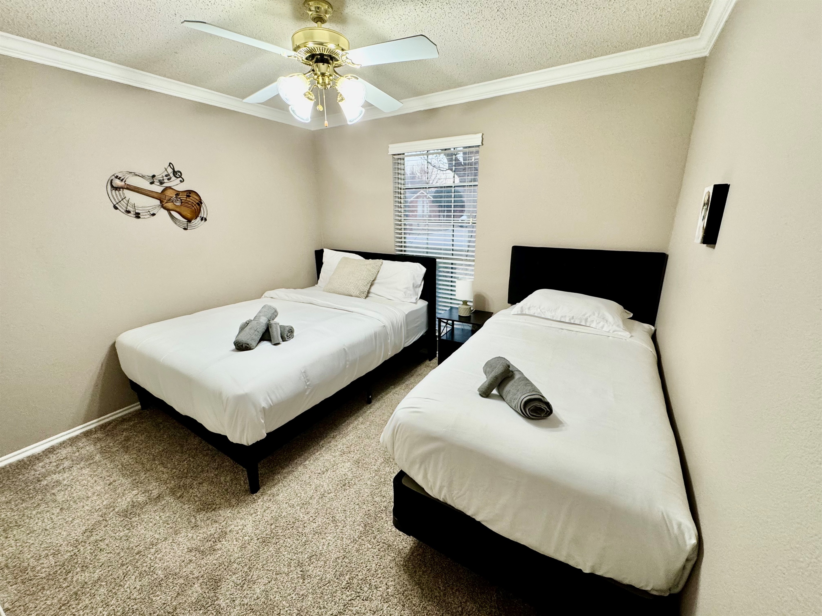 Relax in Our Cozy Queen & Twin Suite — Hotel-Quality Bedding & Peaceful Ambience