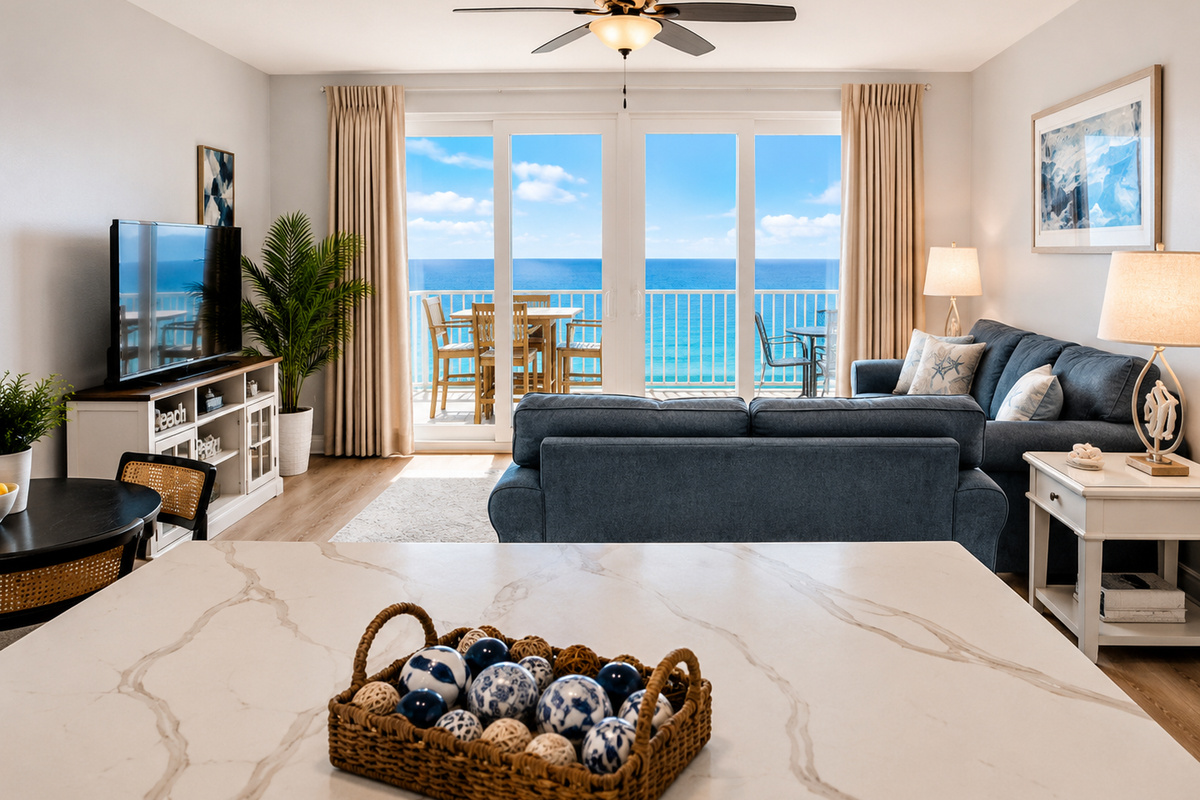 View of the ocean from the kitchen