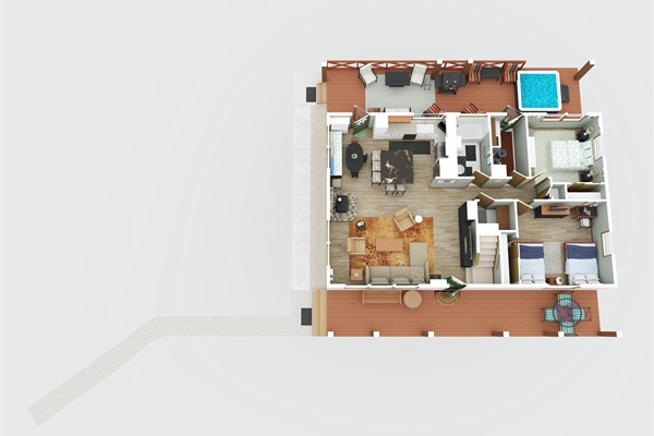 First floor layout included covered porches