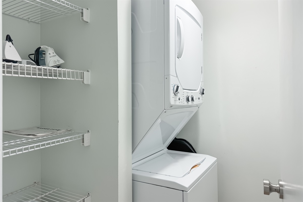 Enjoy the convenience of an in-unit washer and dryer.  Pack light and refresh your wardrobe with ease.