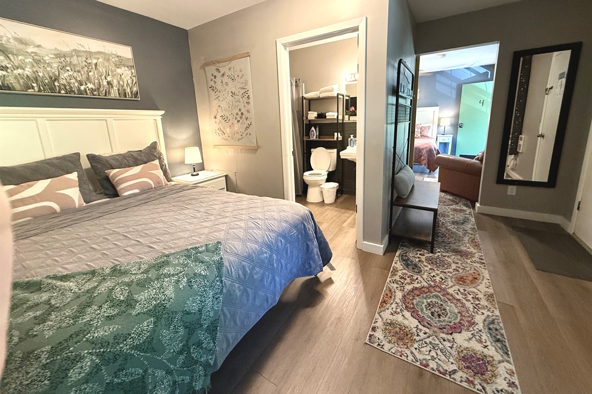 Queen room with its own exterior door.