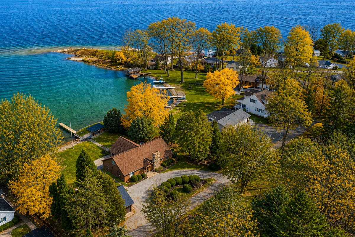 Aerial view of main house