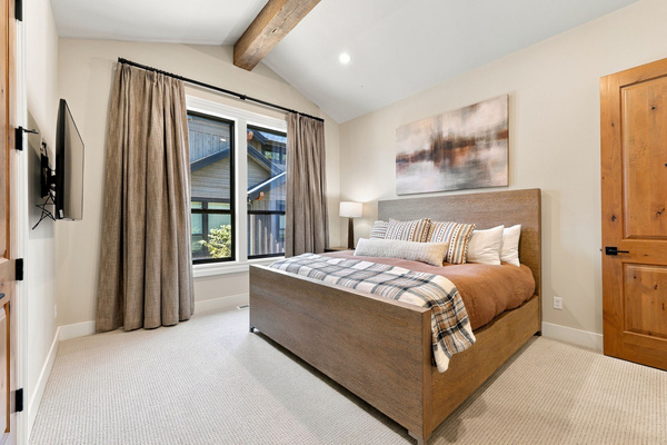 King suite #3 with blackout window coverings, TV and private ensuite bath (downstairs)