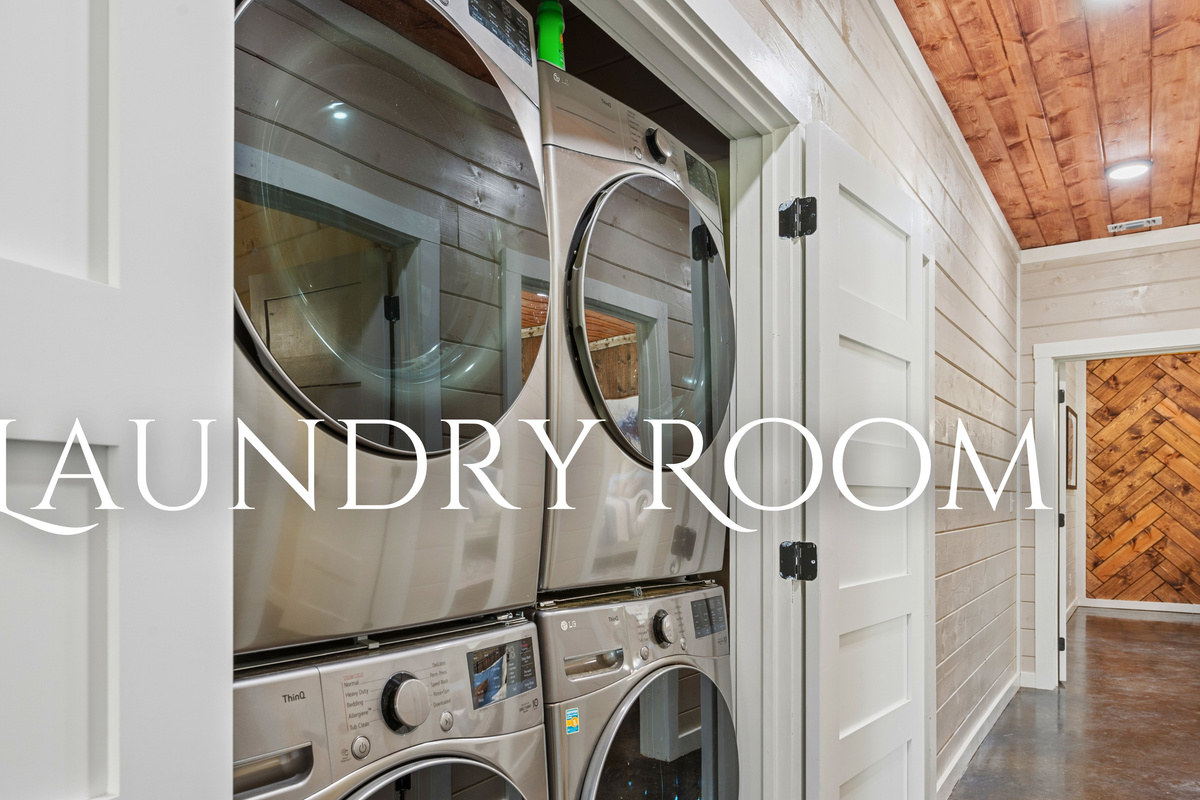 Neatly organized laundry room
