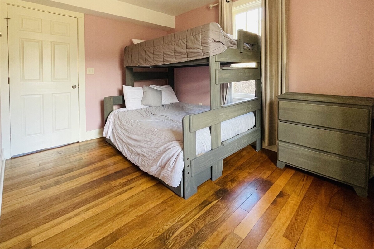 The third bedroom is on the main level with a twin on top of a full bunk
