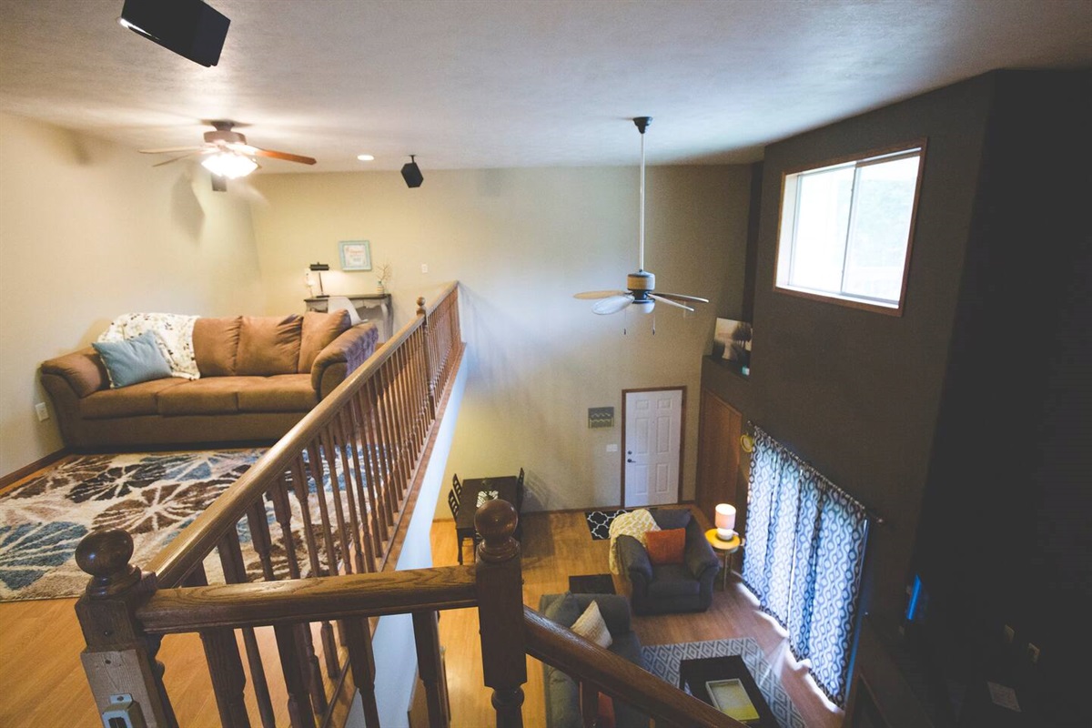 View at the top of the stairs looking down.