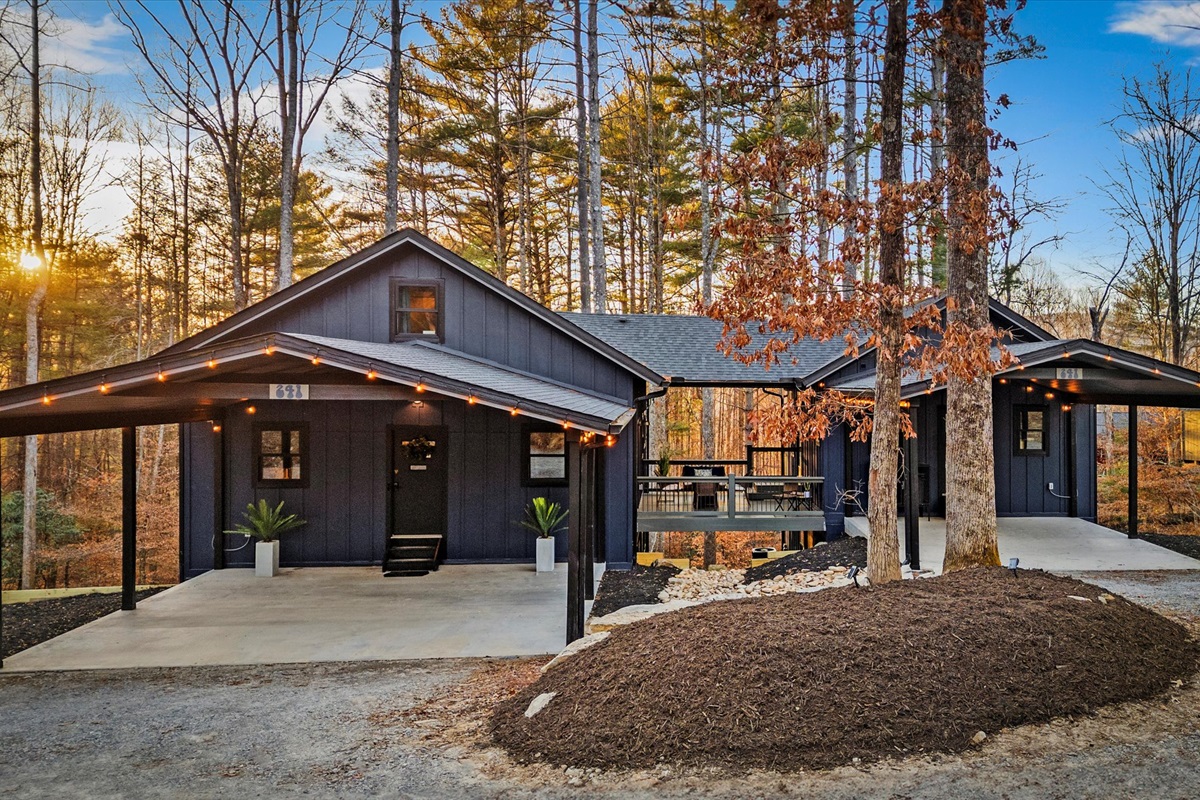Parking area & view of Backwoods Retreat