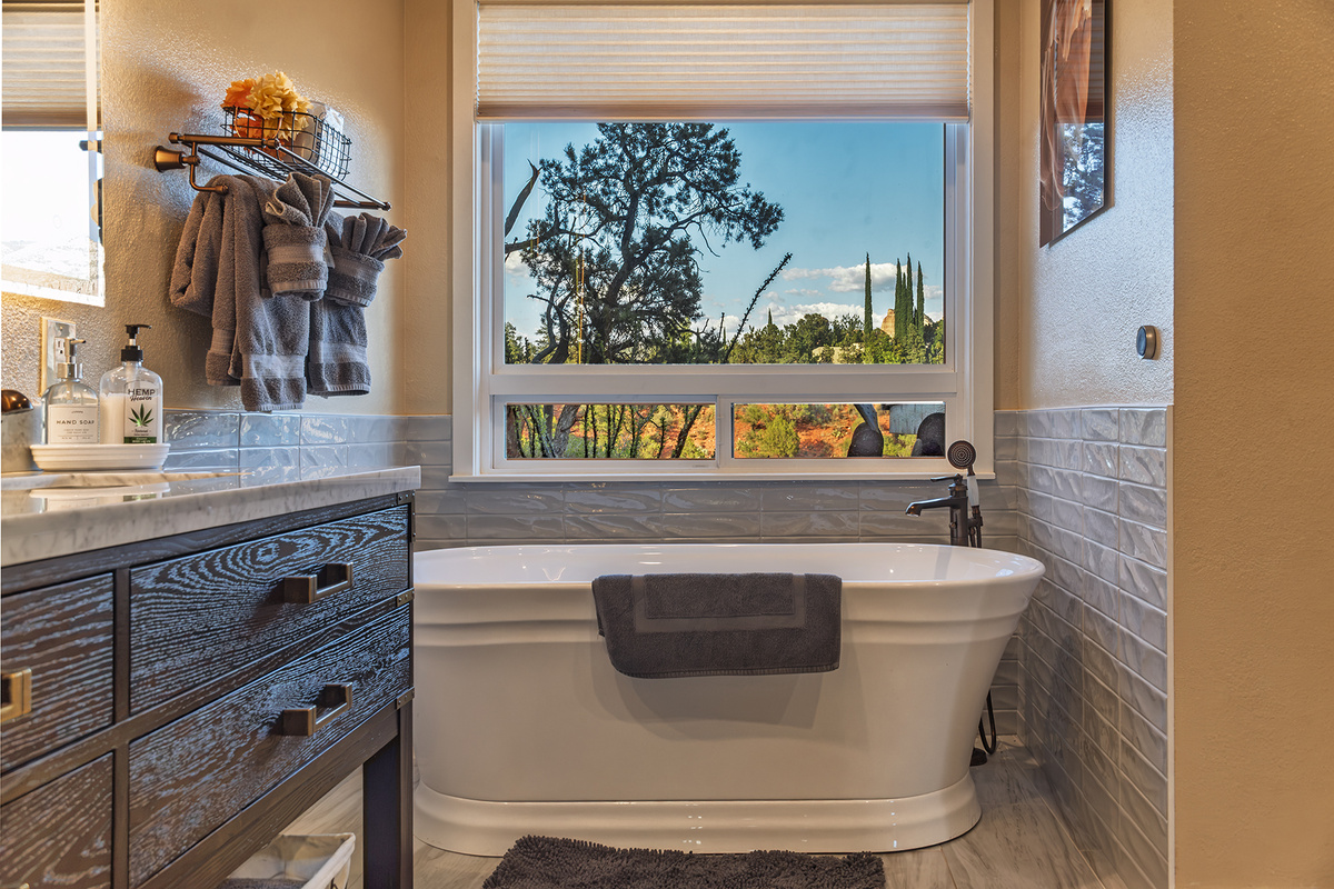 Soak up the views from this great primary suite tub.