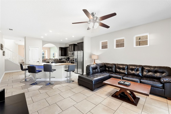 Living Room -Spacious and comfortable. Open-concept living area perfect for gathering and relaxing.