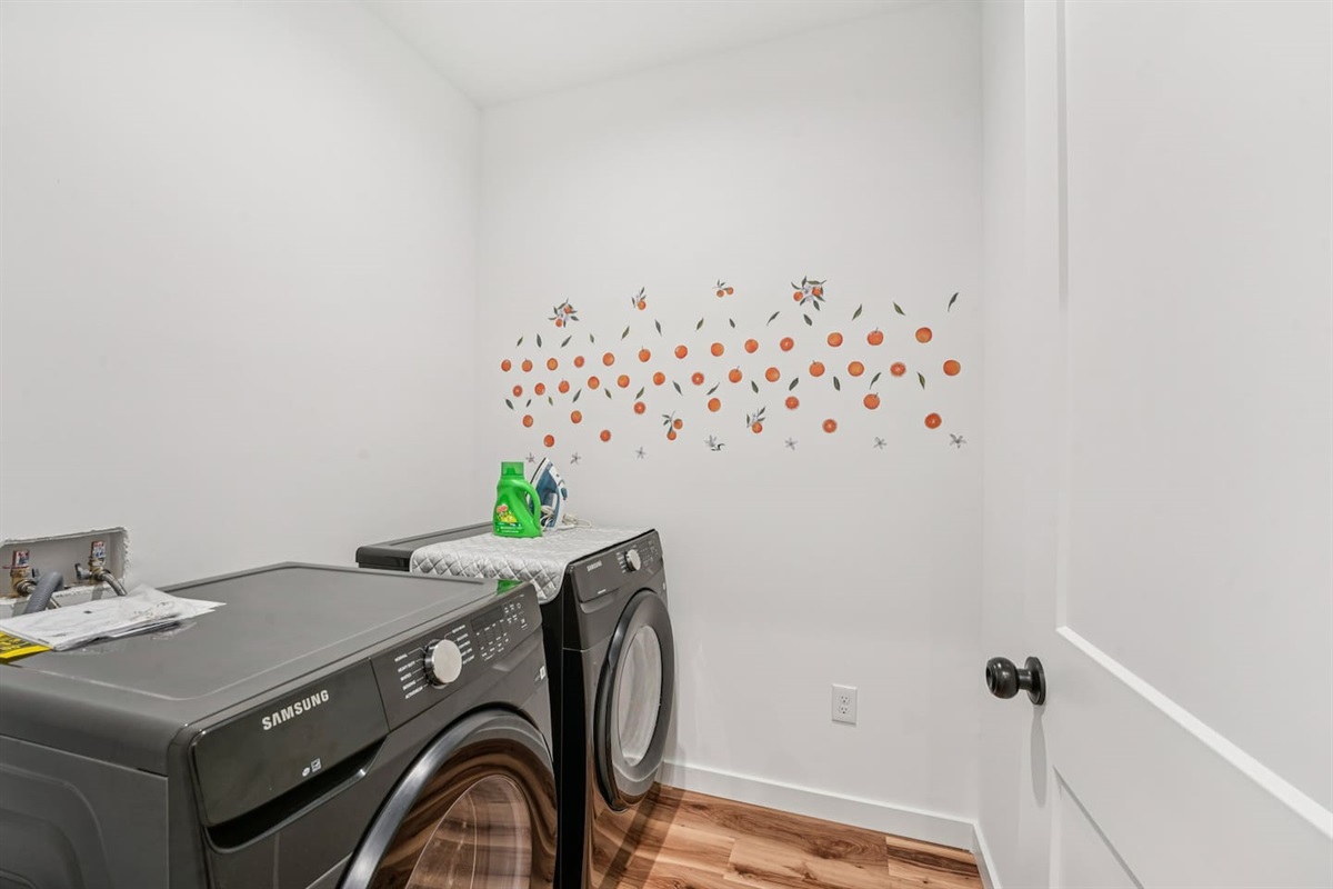 Laundry machines are complimentary to use and we provide detergent, dryer sheets, and an iron.