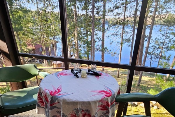 My favorite place on the property is the screened porch overlooking the lake. A great place to have breakfast, read, and relax.