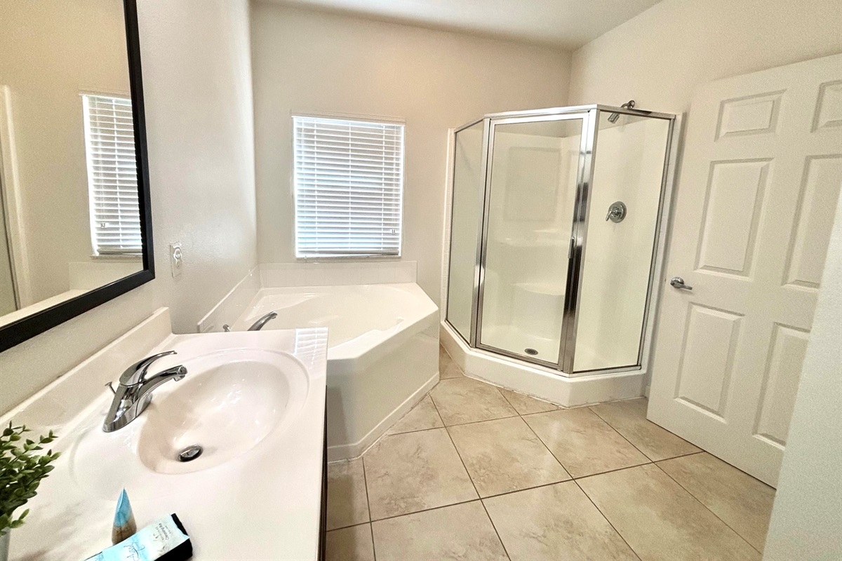 Primary bath with tub and shower