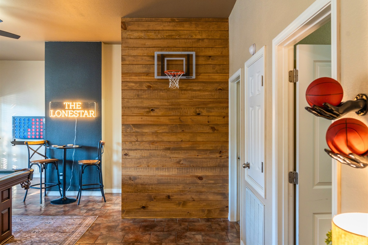 This playful mini basketball hoop brings a fun burst of energy to the game room, giving everyone a chance to shoot around, laugh, and enjoy a little friendly competition.