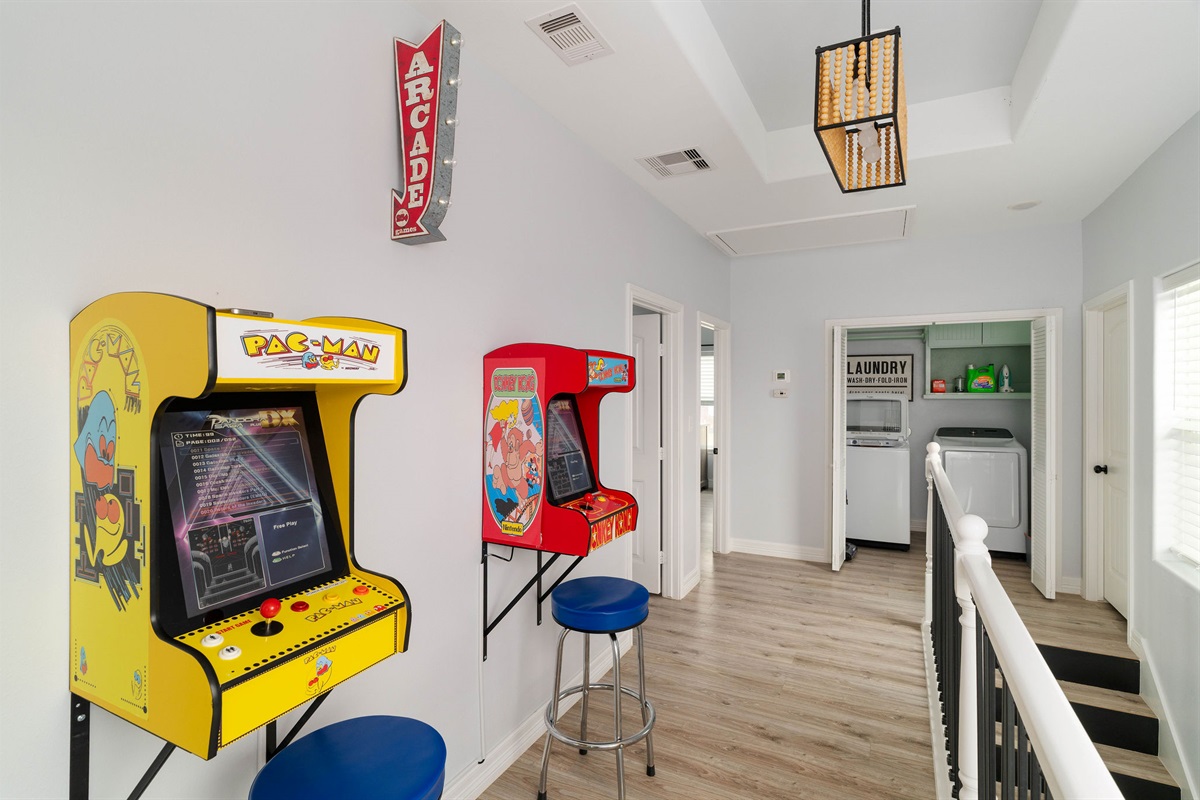 ac-Man & Donkey Kong cabinets — each loaded with hundreds of classic arcade titles. Unlimited plays.