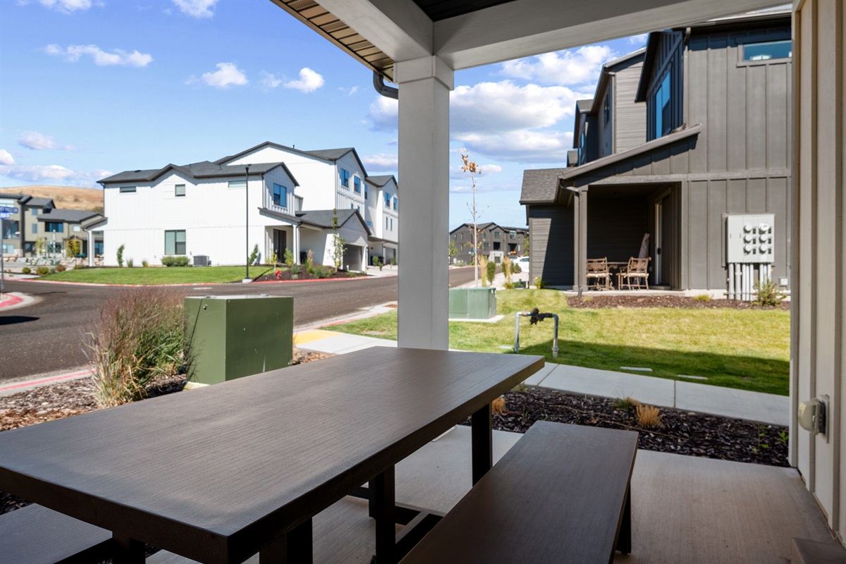Enjoy outdoor meals on the private patio.