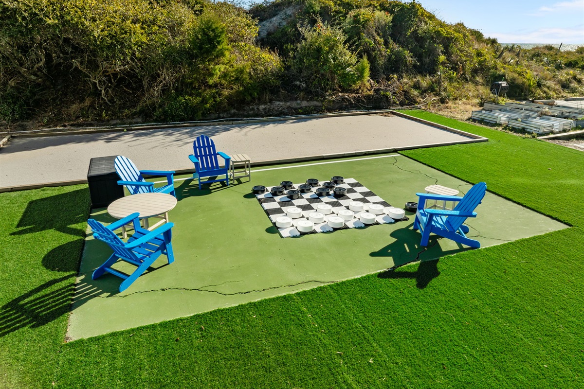 Outdoor checkers area &mdash; Enjoy friendly games and fresh ocean air in this fun, open community space