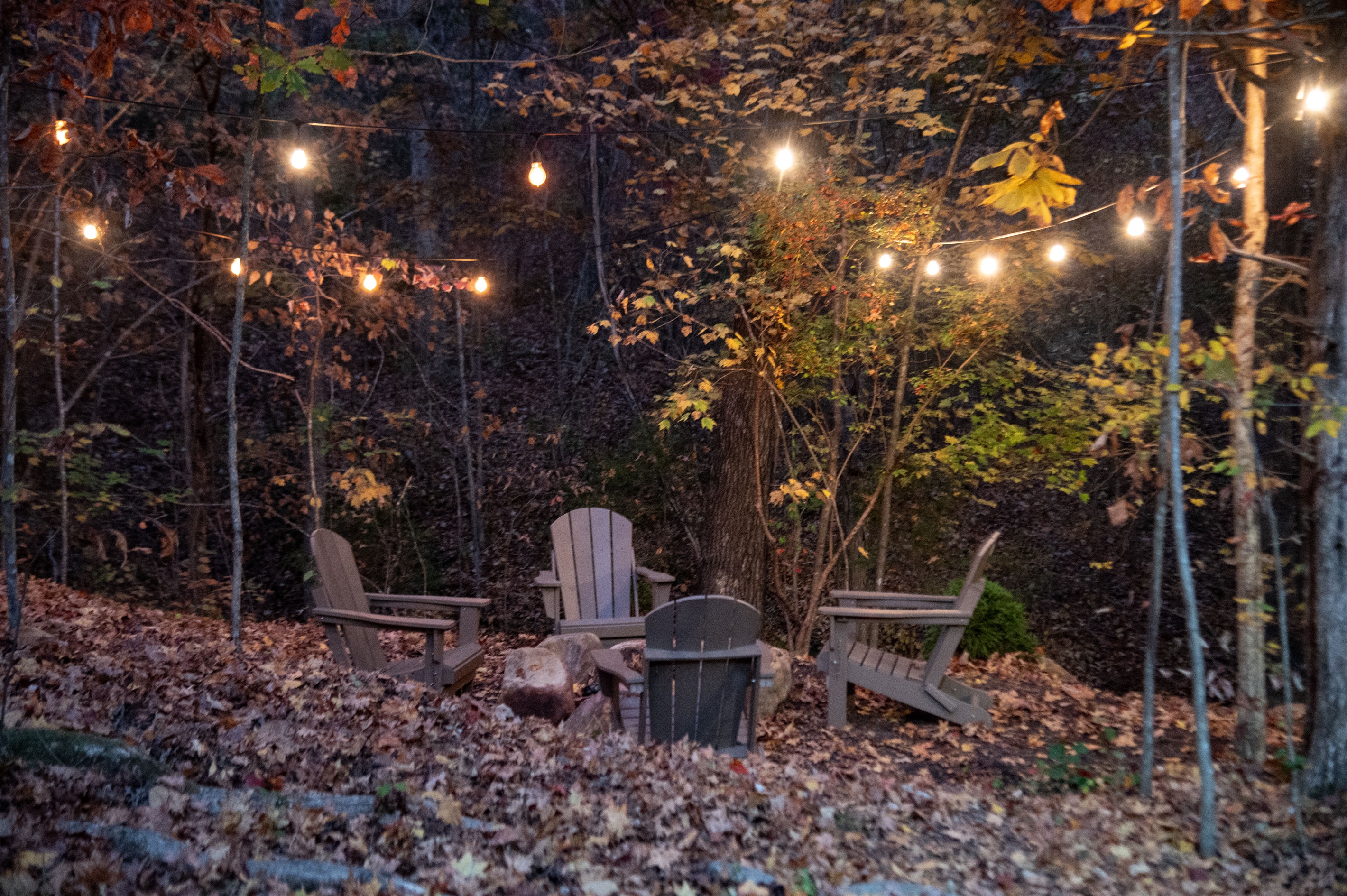 Fire Pit Seating At Dusk