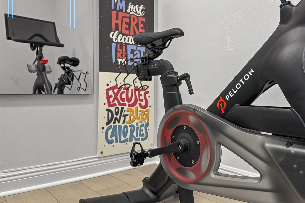 Keep fit with our in-house gym, Peloton bike and Lulumon Workout Mirror included.