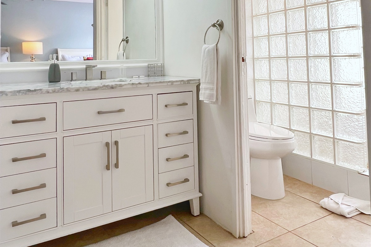 Freshen up in a well-appointed bathroom with a clean and modern feel.