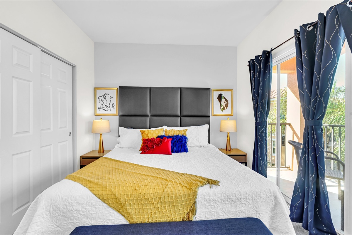 Primary bedroom with king bed