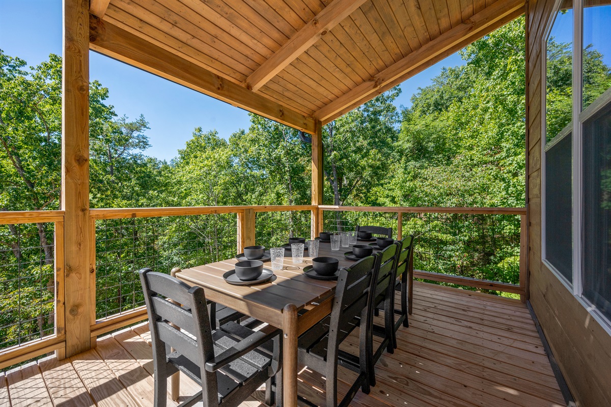 Outdoor dining table.