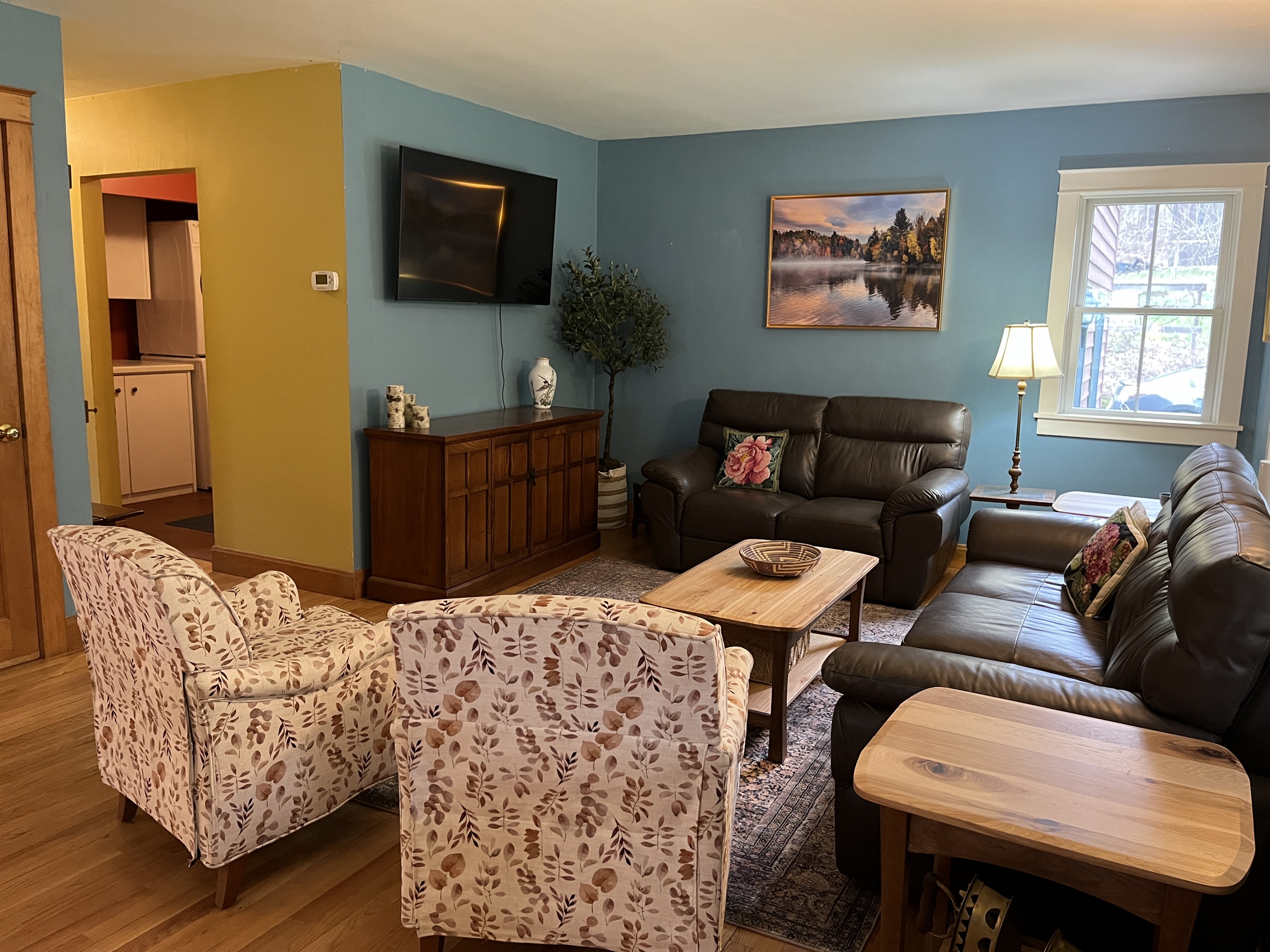 Comfy couches in the TV area