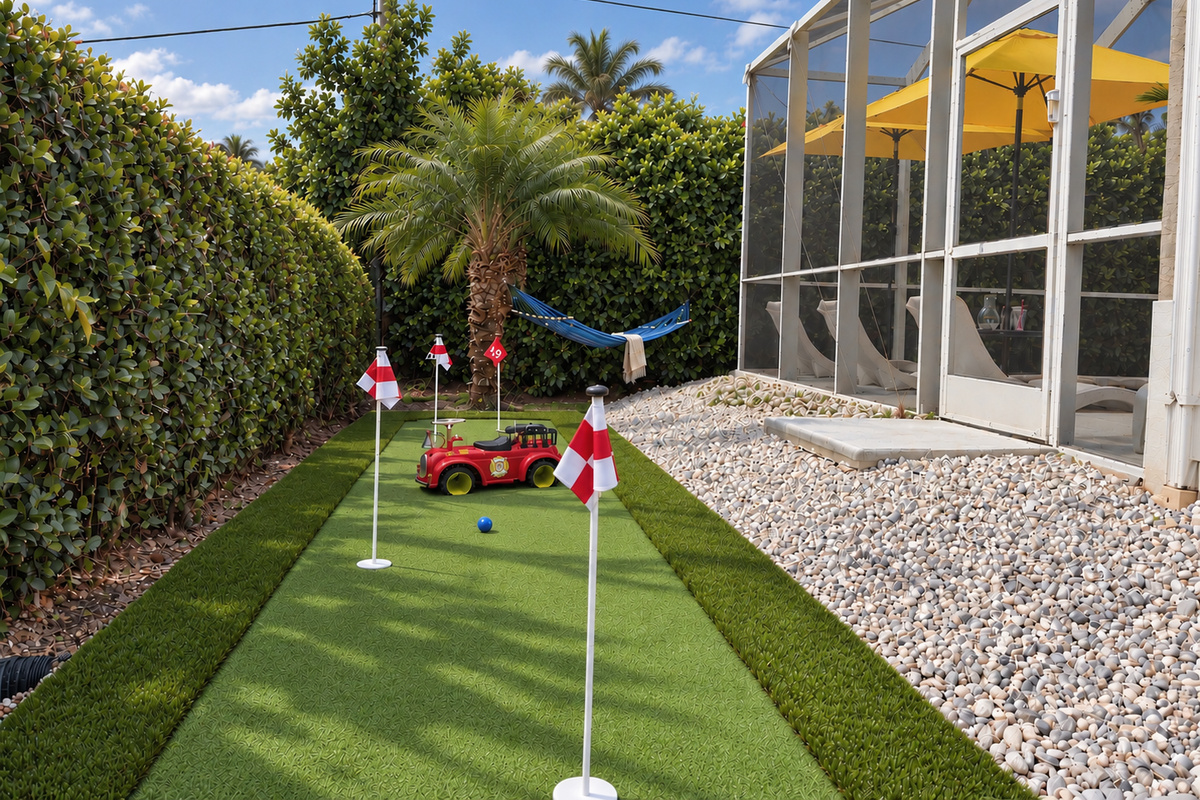 Putt-putt with a view. Challenge the group to a friendly match on your private course, then immediately retreat to the cozy hammock waiting in the wings. It’s the perfect blend of play and relaxation
