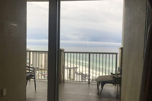 View from the master bedroom, which opens to the balcony