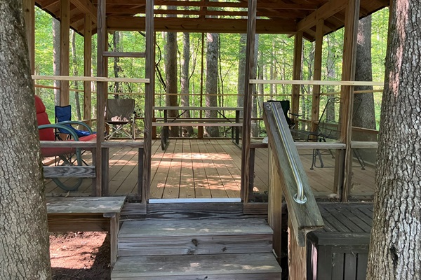 Porch near the orchard and creek.