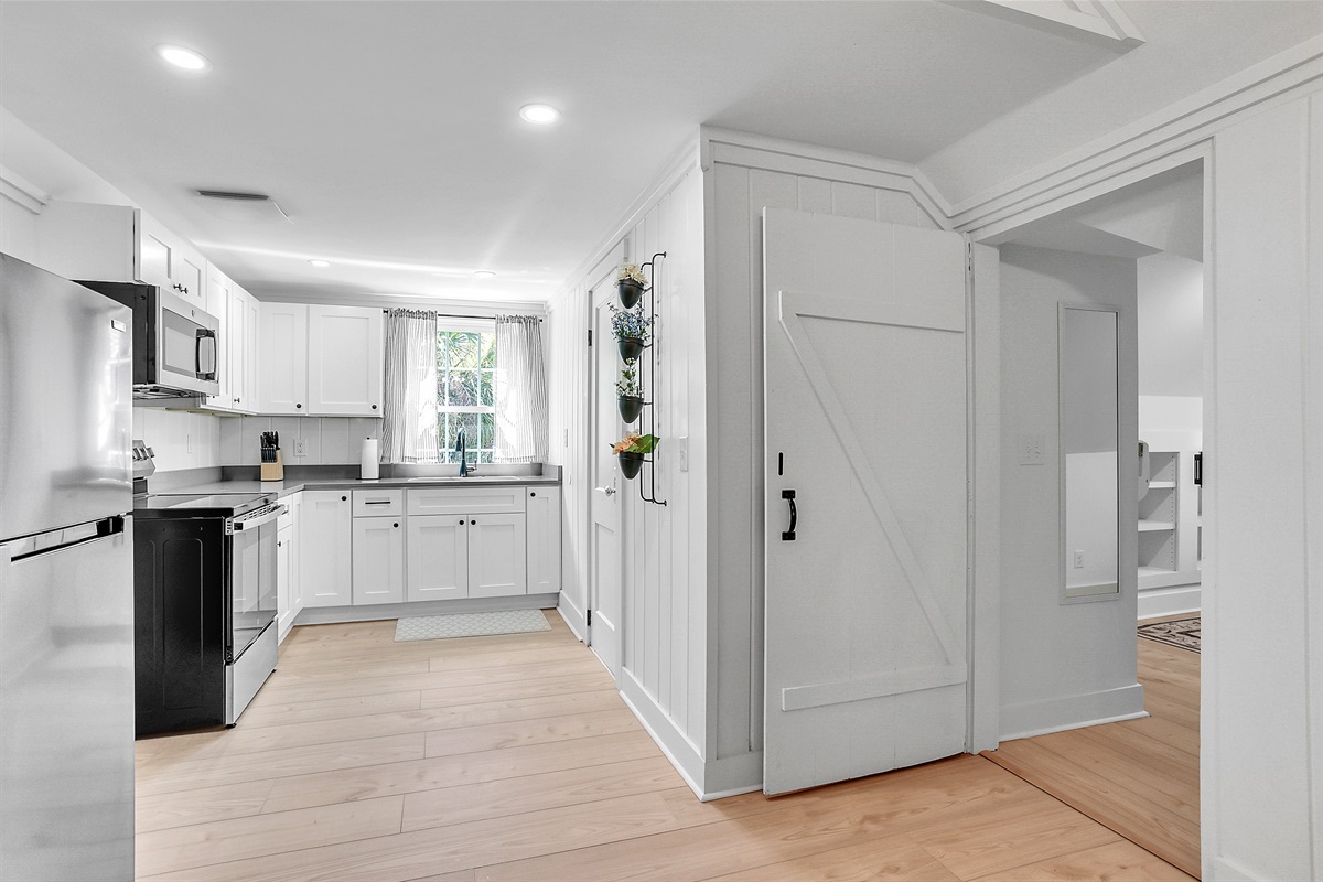 An open kitchen that flows seamlessly into the living space,