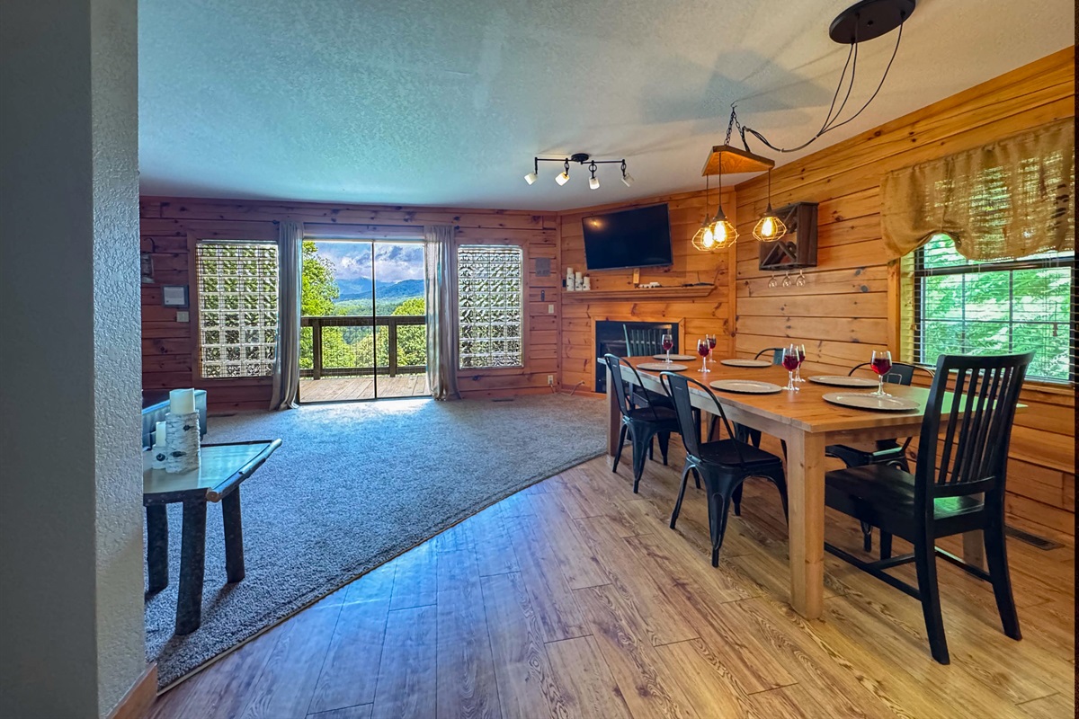main level dining area and living room