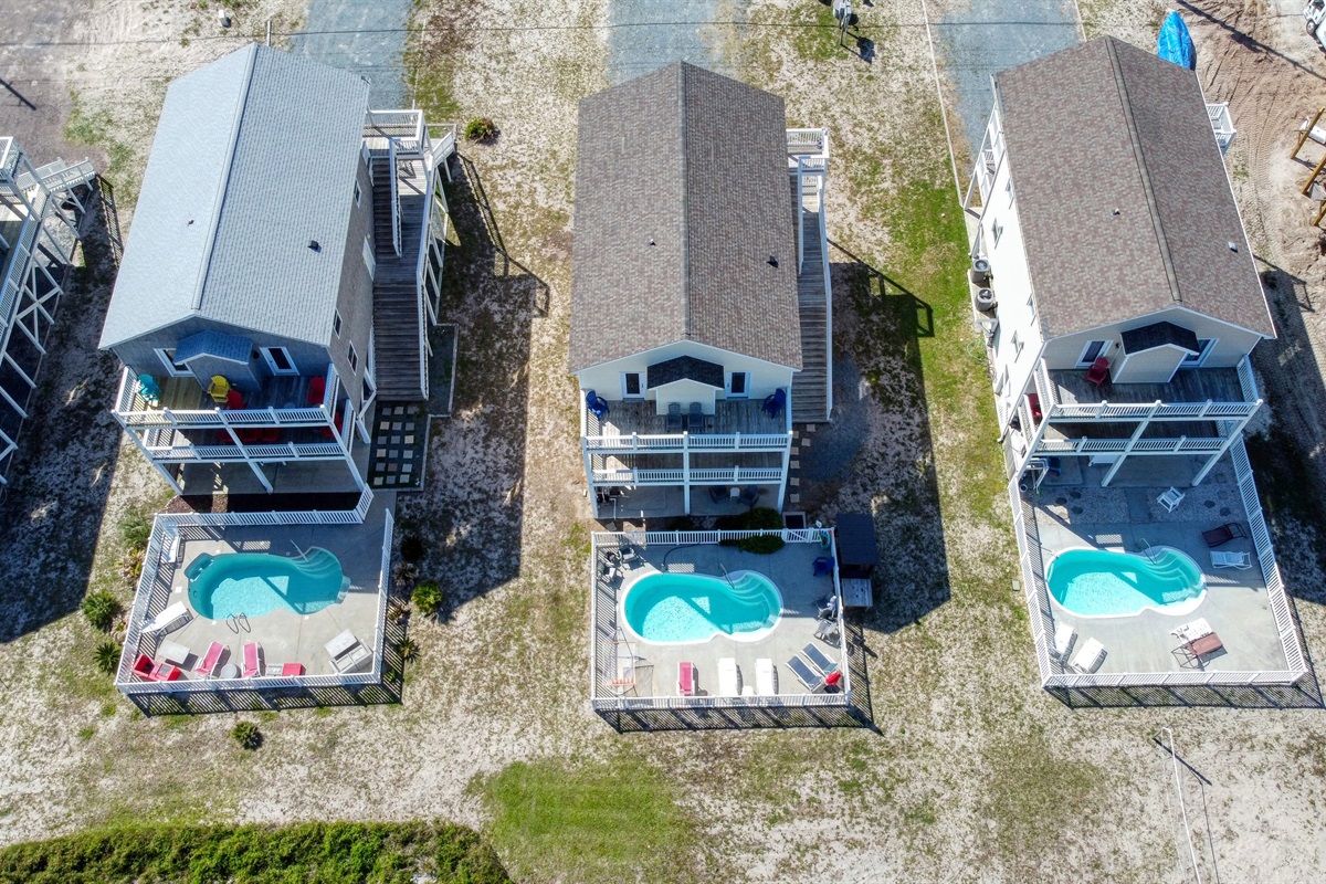 Overhead view of the pool and sound side balconies