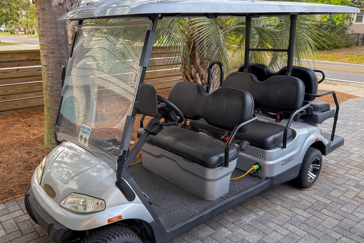 Designed for convenience and coastal adventure, the included street-legal golf cart adds an extra touch of luxury to your stay.