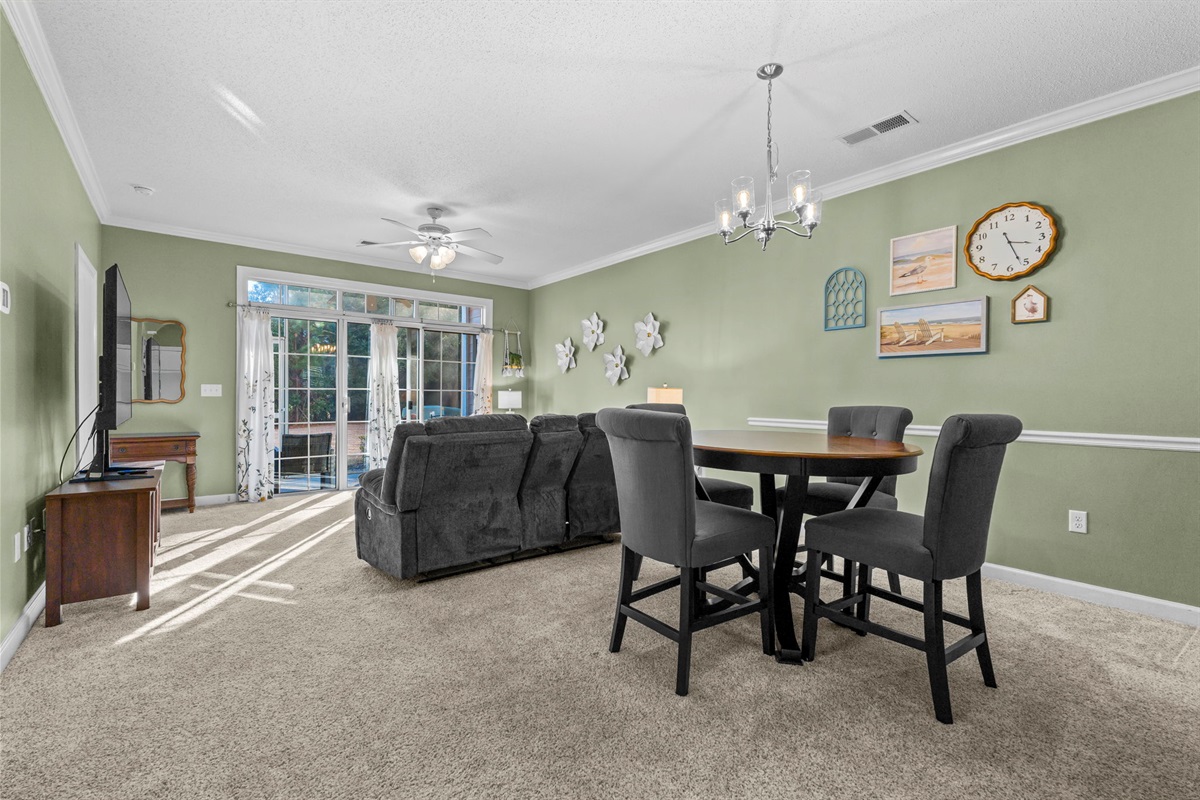 Open concept, living and dining area