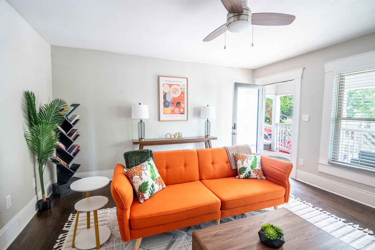 Fun and Games: Delight in our entertainment setup featuring a smart TV and cozy seating for a perfect movie night.