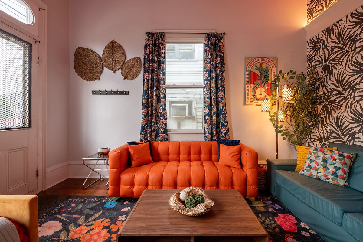 Forget the stiff, uncomfortable furniture you might expect. This isn't a pile of orange marshmallows—though we totally get why you might think that!